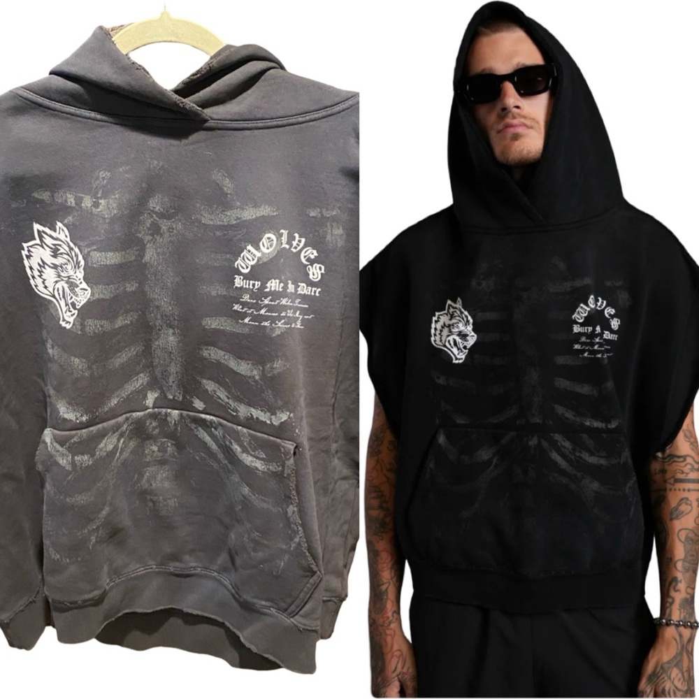 Darc Sport destroyed cap sleeve hoodie. NWT